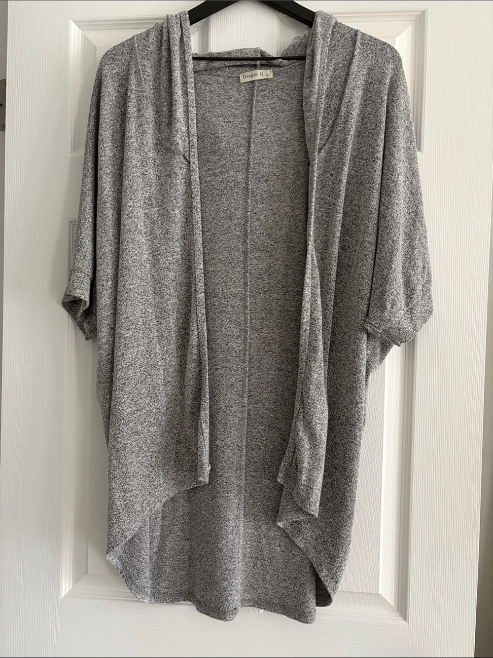 Ginger G Heather Gray Open-Front Hooded Cardigan
